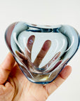1960s HOLMEGAARD BLUE GLASS MINI HEART VASE BY PER LUTKEN
