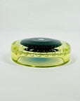 1950s GREEN BLUE MURANO URANIUM SOMMERSO GLASS BOWL/ASHTRAY WITH CONTROLLED BUBBLES