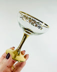 1950s GOLD GILDED CHERRY BLOSSOMS GLASS COUPE