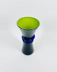 ANTIQUE MURANO COBALT BLUE CASED GEEEN GLASS POSY VASE