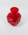 1950s RED Cube GLASS VASE BY ERKKITAPIO SIROINEN FOR RIIHIMÄEN LASI FINLAND