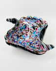 1950s MULTI COLOURS CASED BLACK SPATTER MURANO GLASS SHELL BOWl