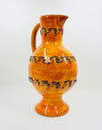 1960s WEST GERMAN ORANGE FAT LAVA POTTERY TALL JUG VASE BY KREUTZ KERAMIK