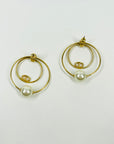VINTAGE CHRISTIAN DIOR DOUBLE PEARL HOOPS PIERCED EARRINGS