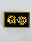 VINTAGE HERMES FANTASIE LOGO BUTTON CLIP ON EARRINGS