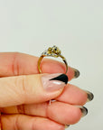 1950s 9 MIXED 14K WHITE YELLOW GOLD DIAMOND SAPPHIRE SNOW LEOPARD RING