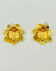 2008 CHANEL CC LOGO LARGE SUNFLOWER BUTTON CLIP ON EARRINGS