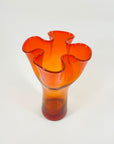 MIDCENTURY SIGNED FINNISH GLASS HANDKERCHIEF POIMU VASE BY INKERI TOIKKA FOR NUUTAJARVI NOTSJO
