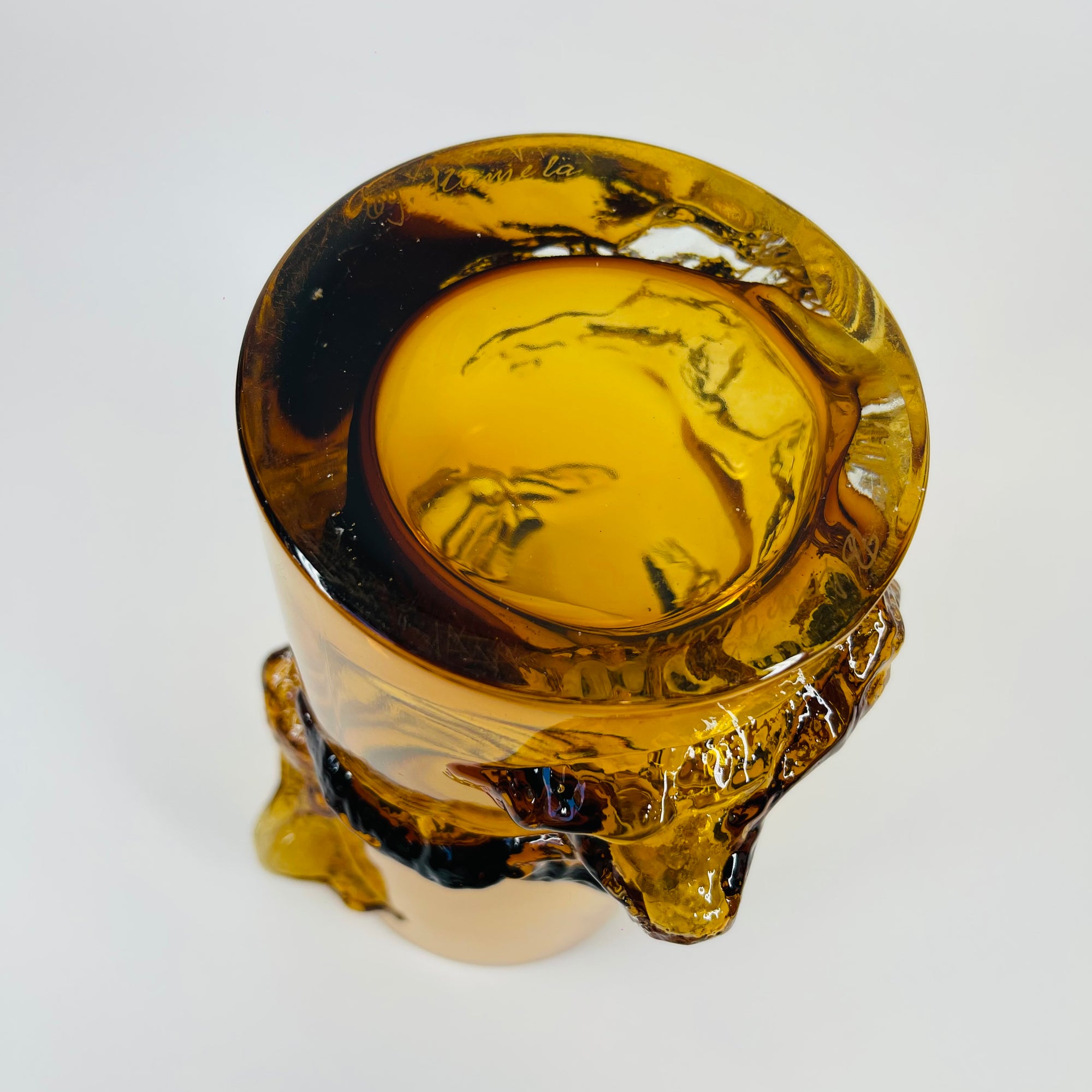 1970s FINNISH PETAJA AMBER GLASS VASE