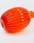 1970s ITALIAN EMPOLI ORANGE RIBBED GLASS OBLONG BOTTLE VASE