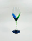 1970s TURDA GREEN BLUE INK STEMS WINE GLASS