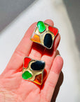 1950s TUTTI FRUITTI PUZZLE CLIP ON EARRINGS