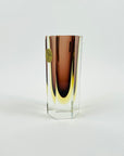 1950s AMETHYST PUPLE YELLOW MURANO SOMMERSO GLASS HEXAGONAL BLOCK POSY VASE