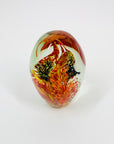 1980s ORANGE SPATTER ART GLASS PAPERWEIGHT