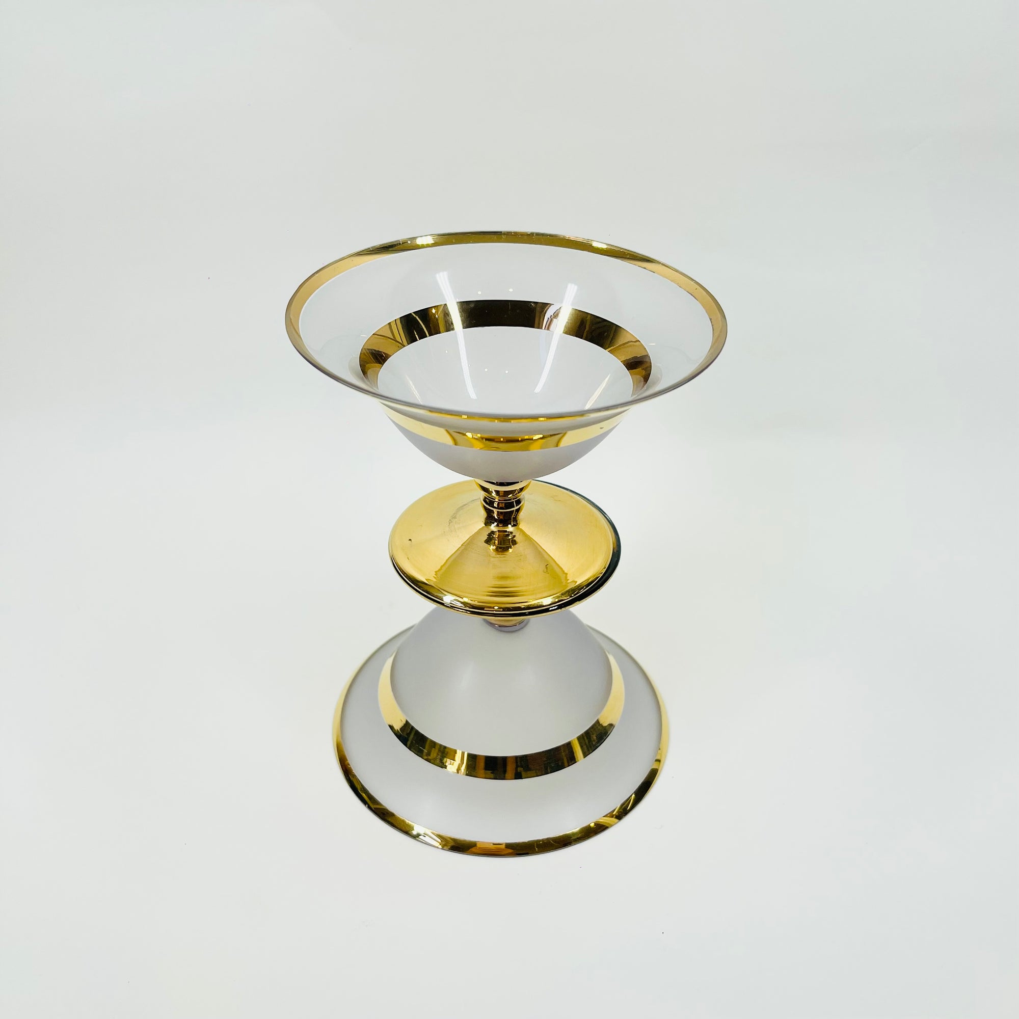 1950s GOLD GILDED LAVENDER SATIN GLASS COUPE