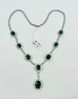 VINTAGE ART DECO STYLE GP COSTUME GREEN DIAMONTE FANCY LINKS FESTOON NECKLACE