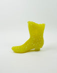1940s FENTON PRESSED COLOUR MILK GLASS BOOT/MINI VASE