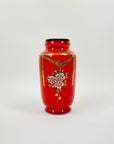 ANTIQUE FRENCH ART NOUVEAU FLASHED RED GLASS MINI VASE WITH GOLD GILDING