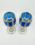 1930s MOSER GILT GOLD ENAMELED COBALT BLUE GLASS GOBLETS