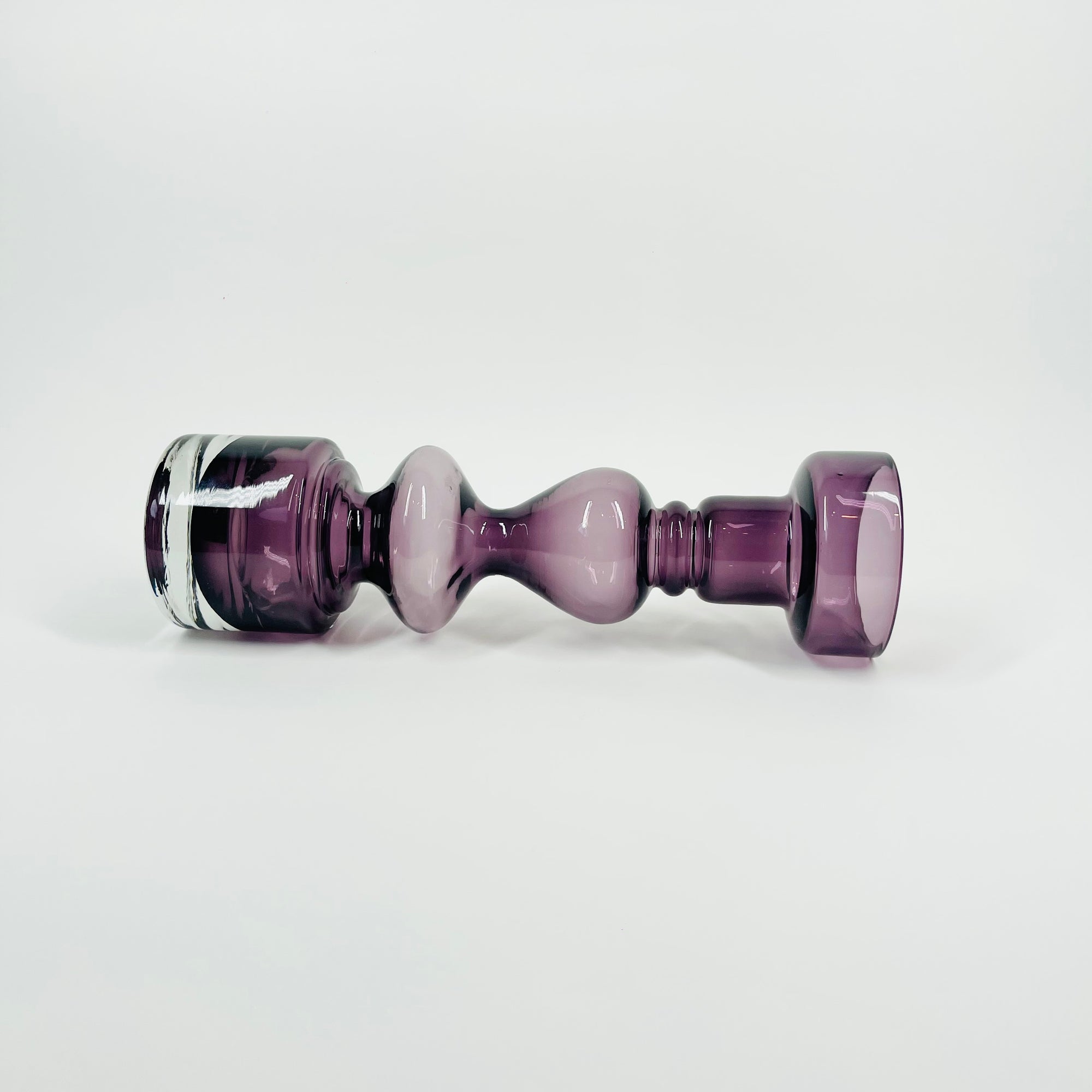 1960s SWEDISH ASEDA PURPLE SOMMERSO GLASS CANDLE HOLDER/POSY VASE