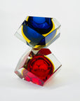 1950s FACETED MURANO RED YELLOW GEODE BOWL