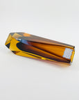 1950s BROWN AMBER MURANO SOMMERSO FACETED GLASS BLOCK VASE