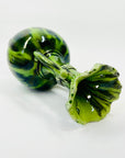 1950s JAPANESE GREEN WATERMELON GLAZED POTTERY VASE