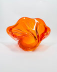 1970s JAPANESE MANDARIN/ORANGE SOMMERSO GLASS TWIST VASE/BOWL