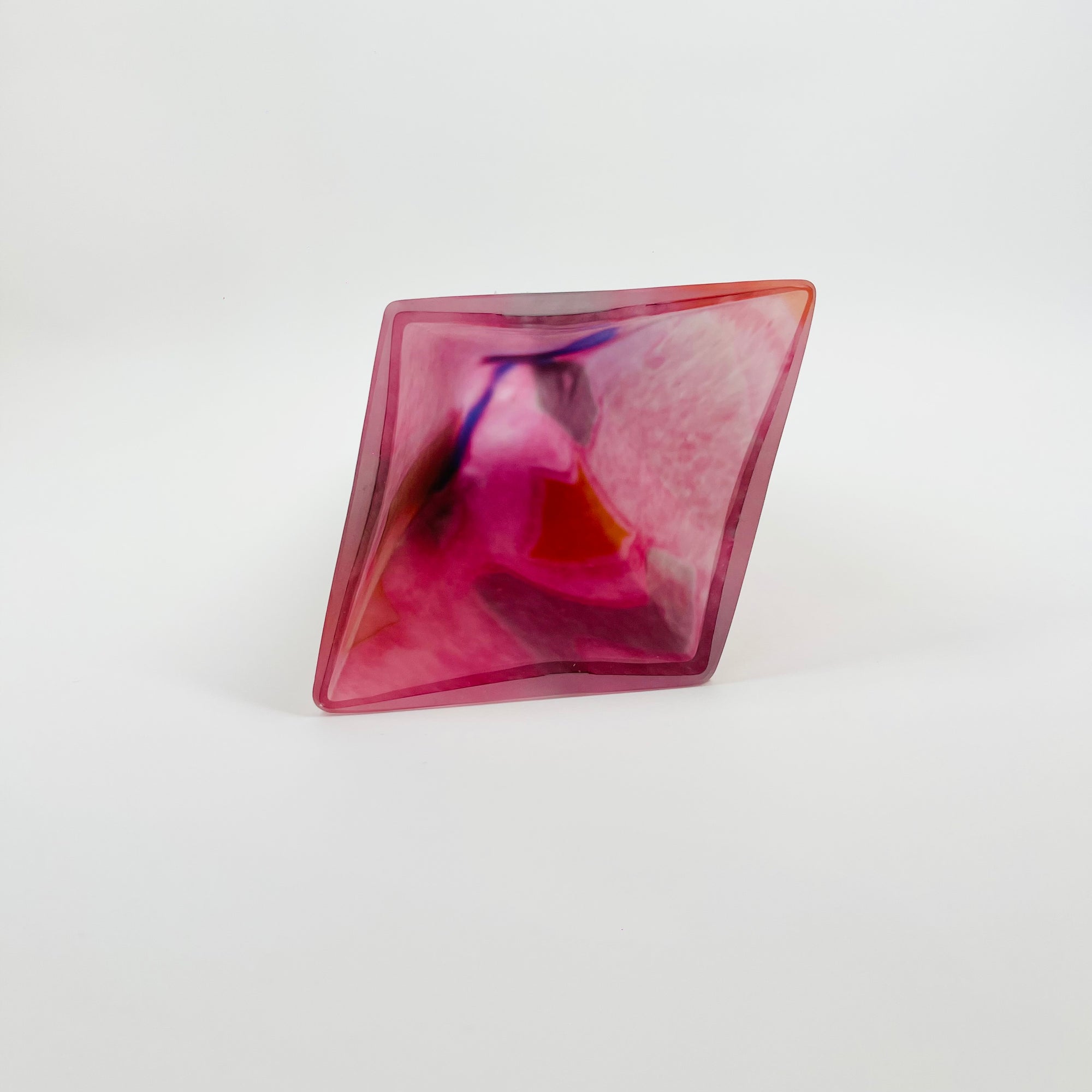 1980s SWEDISH PINK PURPLE SATIN GLASS VASE BY MONICA BACKSTROM FOR KOSTA BODA
