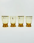1940s AMBER GOLD SILVER GILDED GLASS DECANTER SET