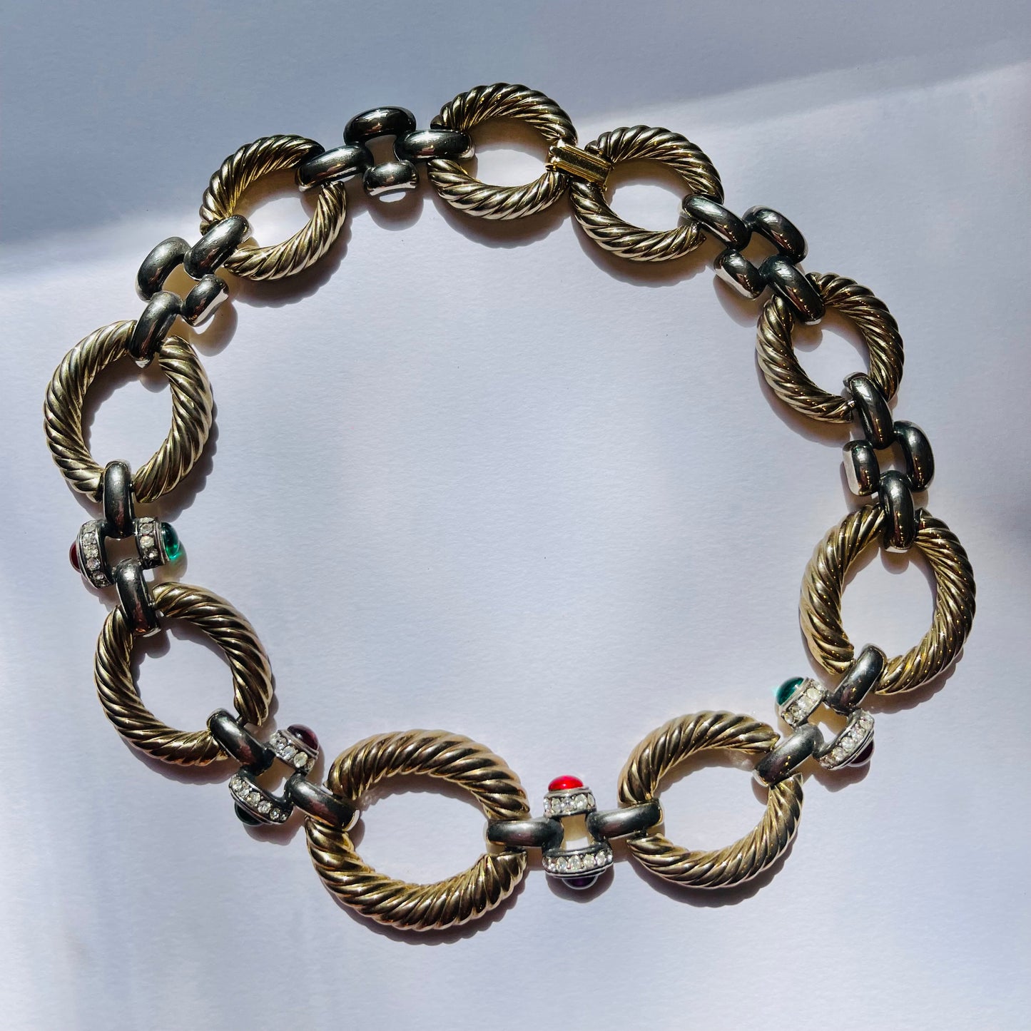 1950s BIJOUX CASCIO CABOCHON TWO-TONE STATEMENT NECKLACE