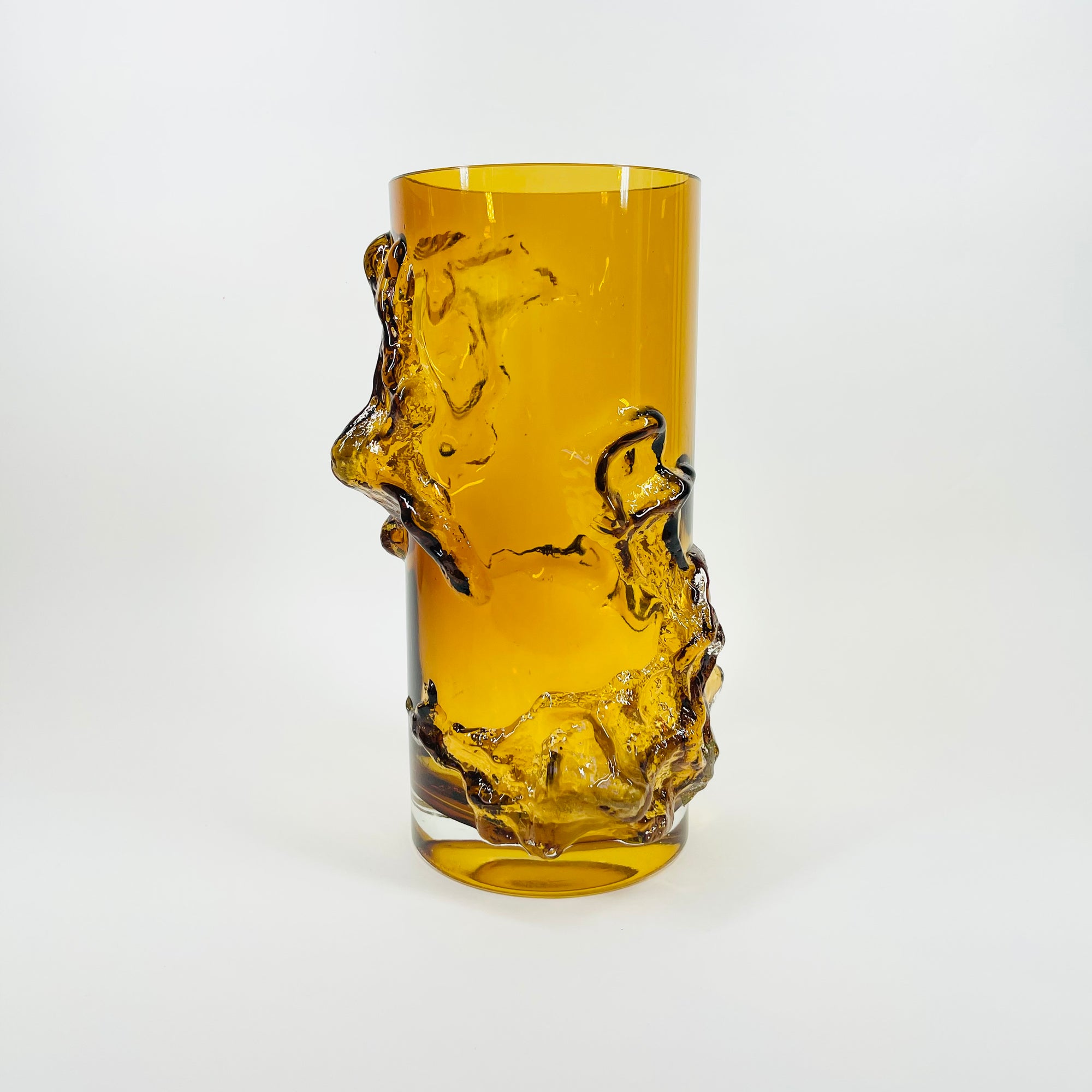 1970s FINNISH PETAJA AMBER GLASS VASE