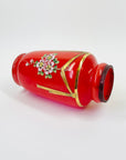 ANTIQUE FRENCH ART NOUVEAU FLASHED RED GLASS MINI VASE WITH GOLD GILDING