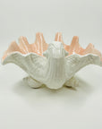 1950s CORAL PINK WHITE PORCELAIN FOOTED SHELL BOWL