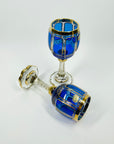 1930s MOSER GILT GOLD ENAMELED COBALT BLUE GLASS GOBLETS