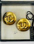 1996 CHANEL CC GOLD LOGO BUTTON CLIP ON EARRINGS