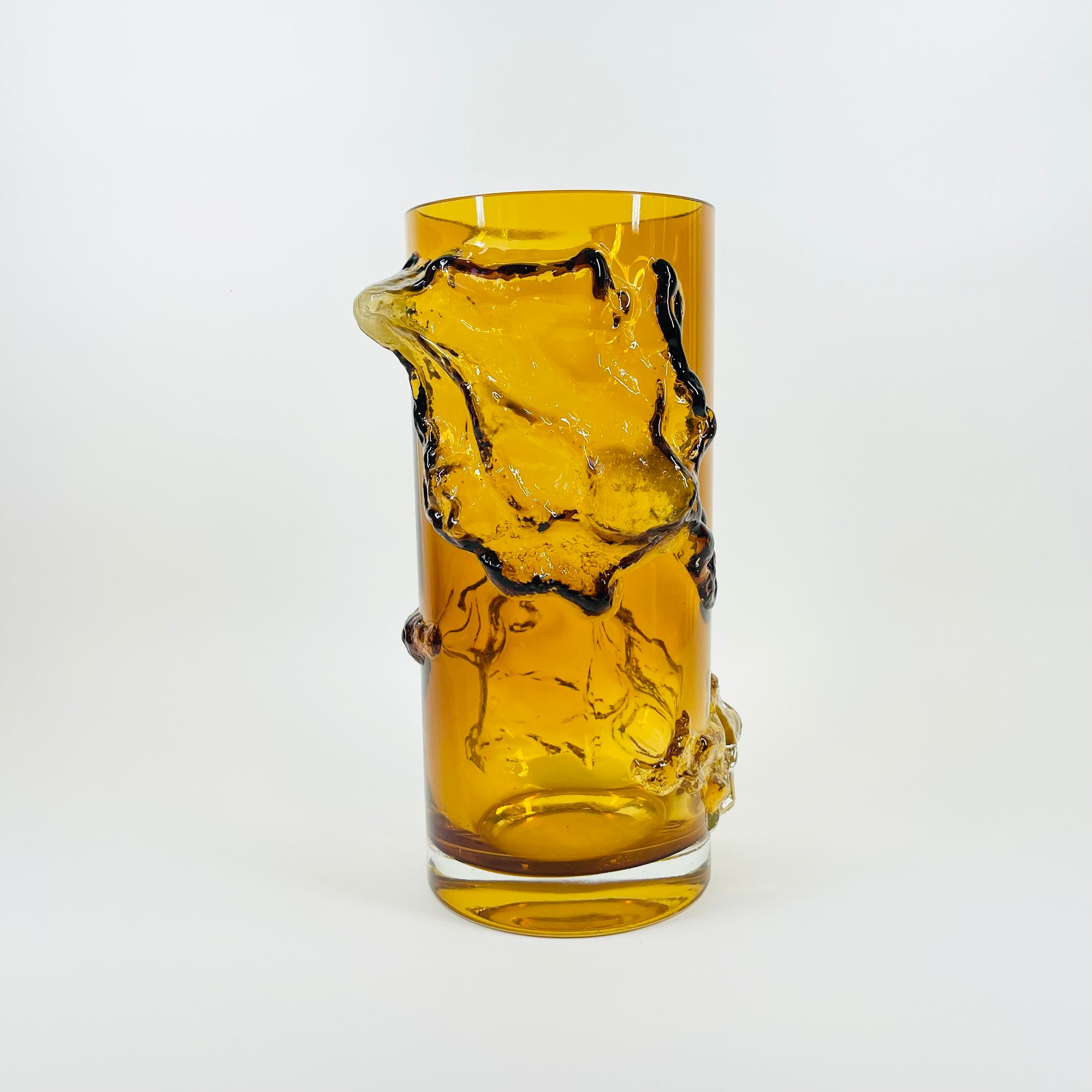 1970s FINNISH PETAJA AMBER GLASS VASE