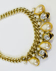 1980s COSTUME PEARLS DIAMANTÉ CHARMS NECKLACE