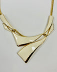 80s BARCS WHITE ENAMEL KNOT NECKLACE SUITE
