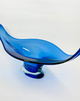 X-LARGE 1940s URANIUM MURANO BLUE SOMMERSO GLASS BOWL