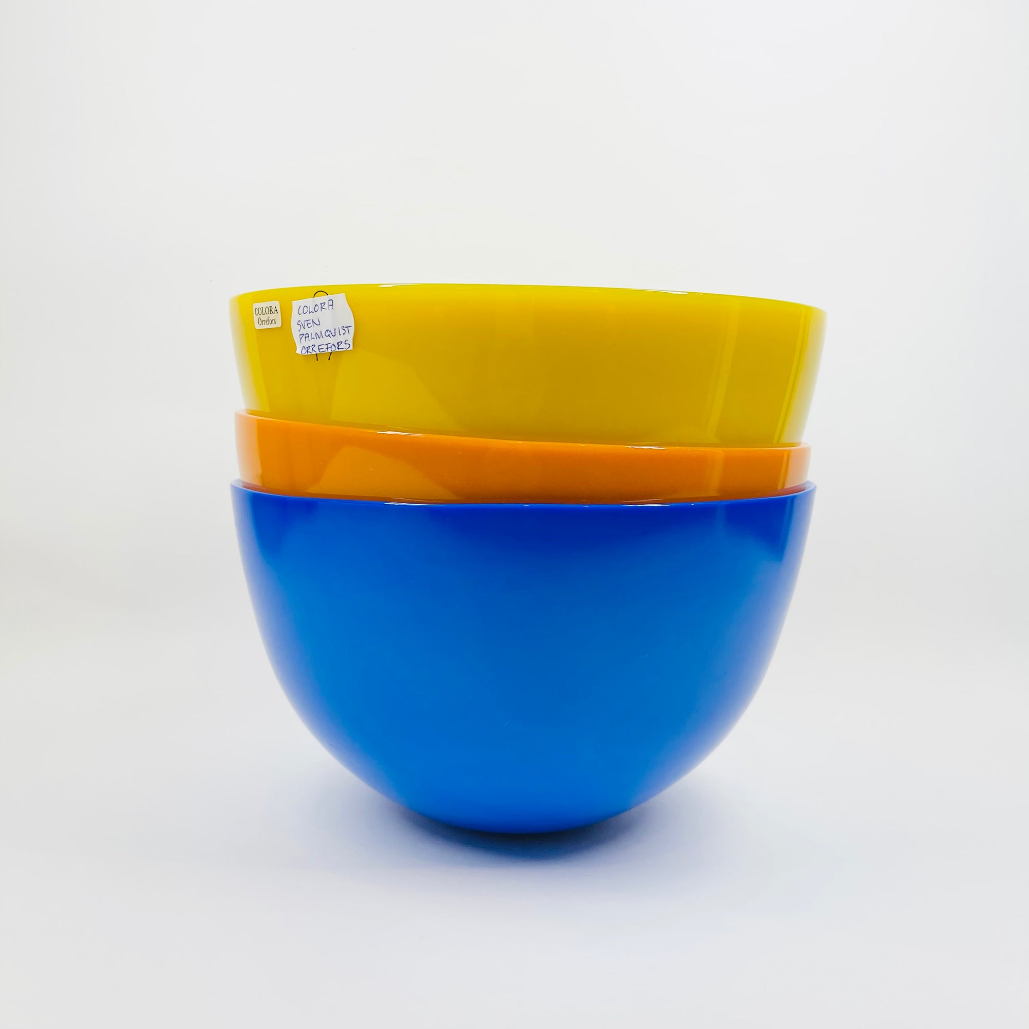 1960s COLORA GLASS BOWL BY SVEN PALMQIST FOR ORREFORS