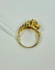 1970s 18k YELLOW GOLD BLUE SAPPHIRE LEOPARD RING
