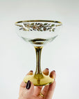 1950s GOLD GILDED CHERRY BLOSSOMS GLASS COUPE