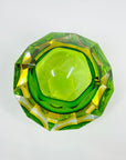 1950s GREEN YELLOW MURANO MANDRUZZATO SOMMERSO FACETED GLASS BOWL/ASHTRAY