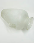 ANTIQUE MURANO SCAVO WHITE ACID GLASS AMPHORA VASE WITH HANDLES