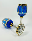 1930s MOSER GILT GOLD ENAMELED COBALT BLUE GLASS GOBLETS