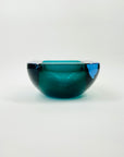 1960s BLUE AQUAMARINE SOMMERSO SQUARE GLASS BOWL/ASHTRAY