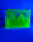 URANIUM GLASS NUDE MOTIF LIDDED BOX