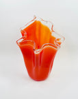 1970s JAPANESE CASED MANDARIN/ORANGE GLASS HANDKERCHIEF FLAME VASE