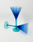 1970s BLUE GREEN COCKTAIL GLASSES